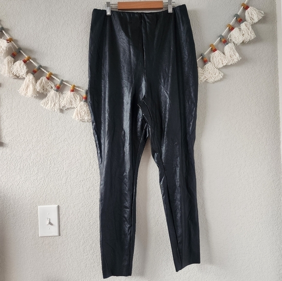 Commando Faux Leather Black Leggings High Rise Stretchy Minimalist Grunge 3x - Picture 1 of 12